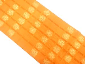 格子に花模様織出し袋帯